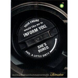 2009 BP Amoco Ultimate Premium Gasoline Gas Cap Vintage Print Ad Inuendo Art